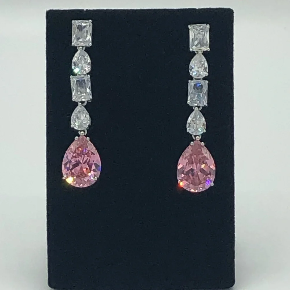 Pink Sapphire Multi-Stone Dangle Earrings - Picture 11 of 11